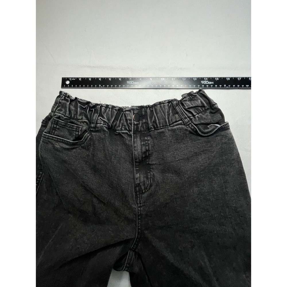 Jones Stores Slouchy Jeans Women 28 Washed Black Paperbag Stretchy Waist Tapered - Picture 7 of 12